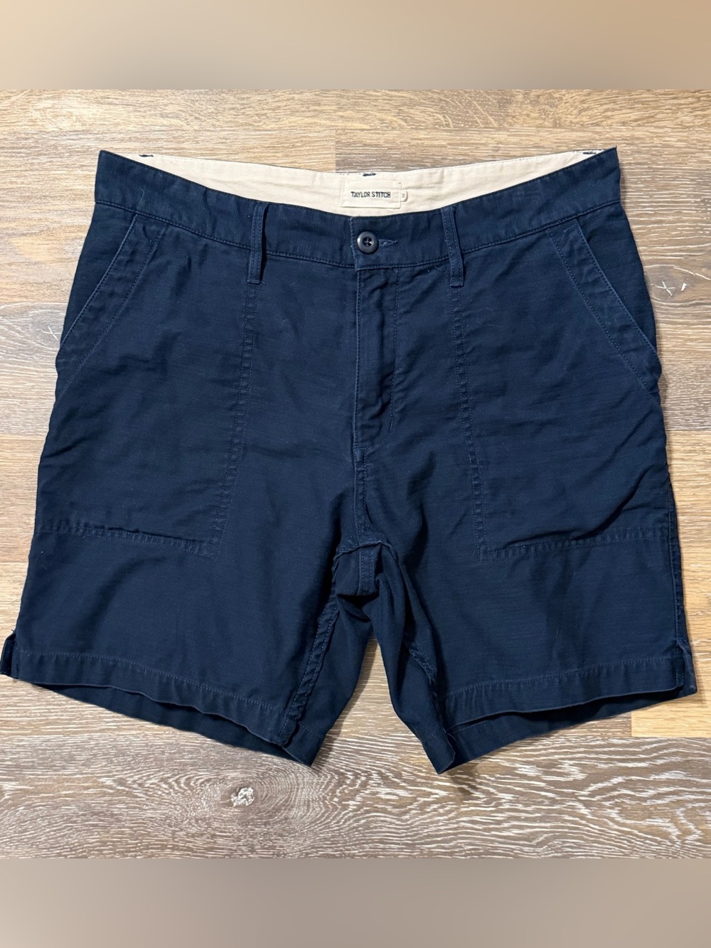 Taylor Stitch Camp Shorts Navy Organic Cotton 32 Utility